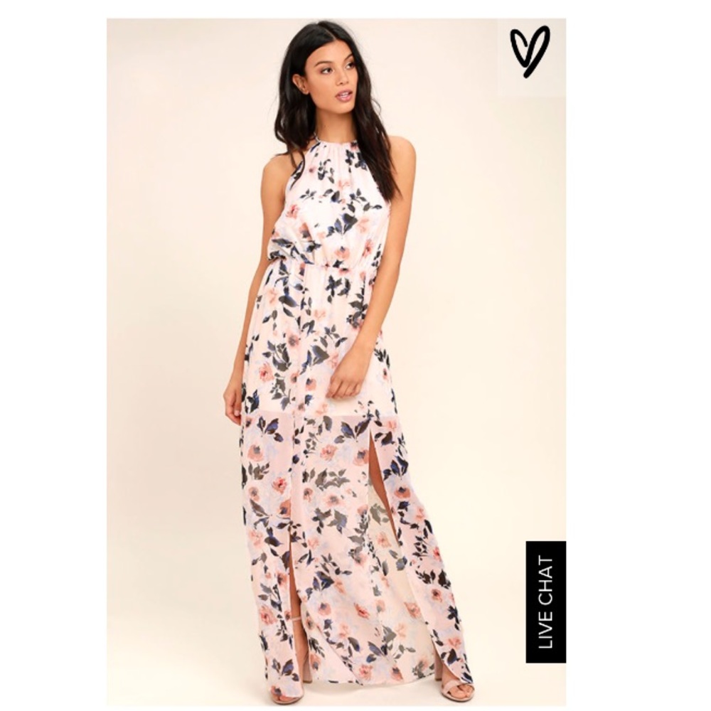 Lulu’s Aly &Jay Al Fresco Blush Floral maxi dress size XS